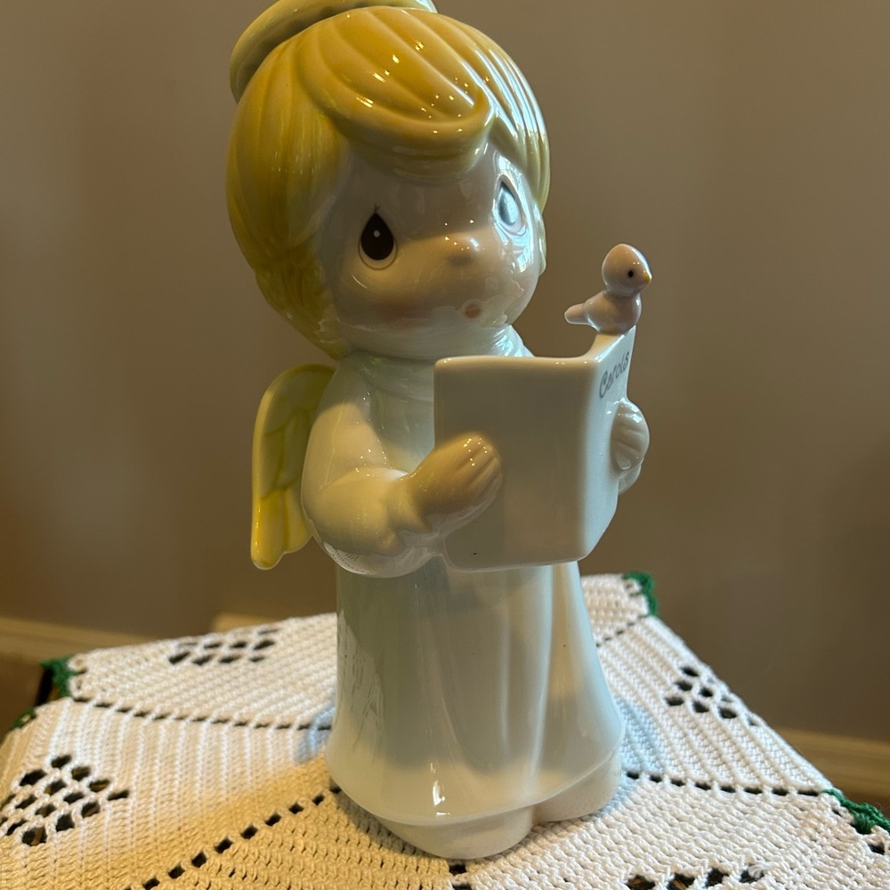 Vintage Collectible Precious Moments Charming Angel Figurine with “Carols” Book